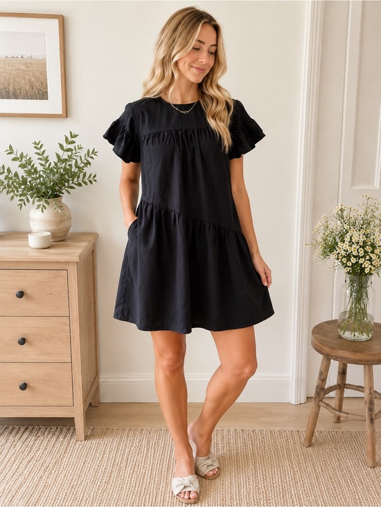 Who What Wear Dresses & Skirts - Who What Wear Black Ruffle Sleeve Mini Dress